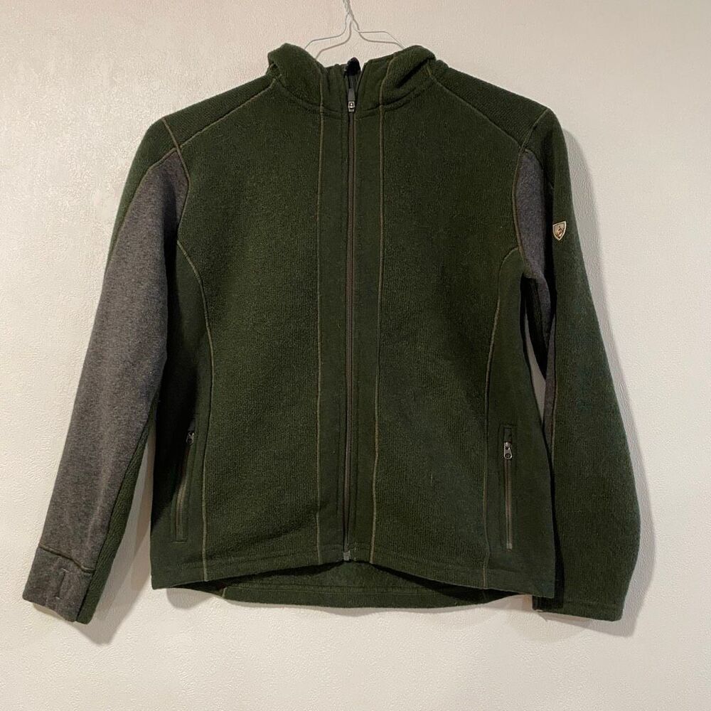 KUHL Fleece Jacket Youth L 14/16 | Green Zip-Up Performance Outdoor Full Zip Hoo